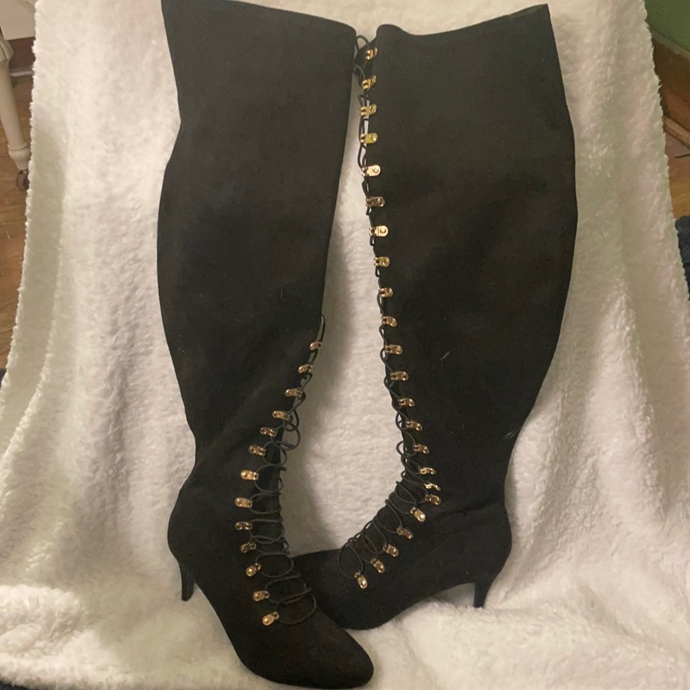 Brinkley Co. Black “Fake” Suede over the knee Boots